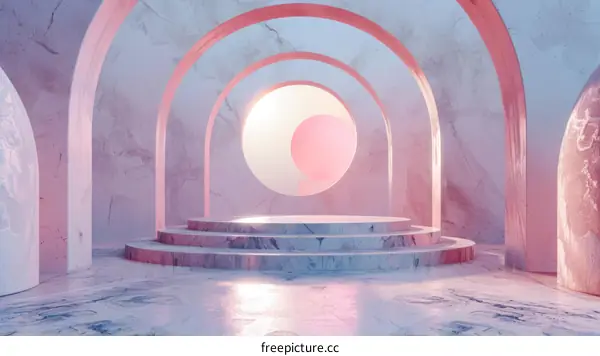 Pink Marble Archway Showcase Podium