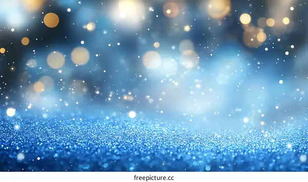 Sparkling Blue Glitter Background with Bokeh Lights
