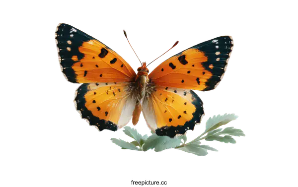 [Transparent Background PNG]Stunning Orange and Black Butterfly on a White Background