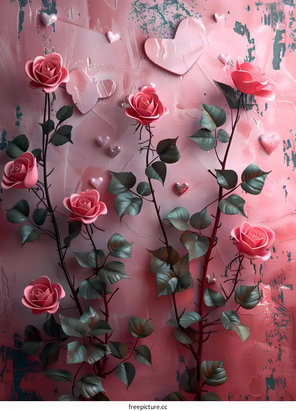 Pink roses in 3D