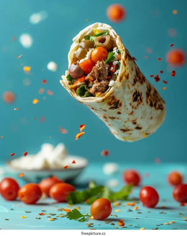 Beef and Vegetable Wrap with Feta Cheese