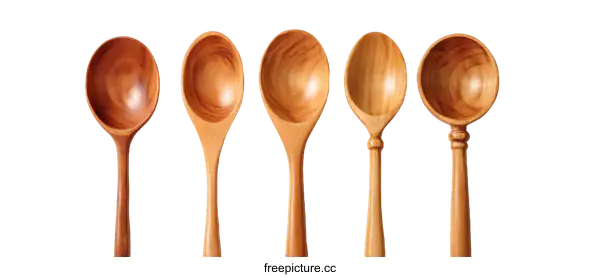 [Transparent Background PNG]Variety of Wooden Spoons on White Background