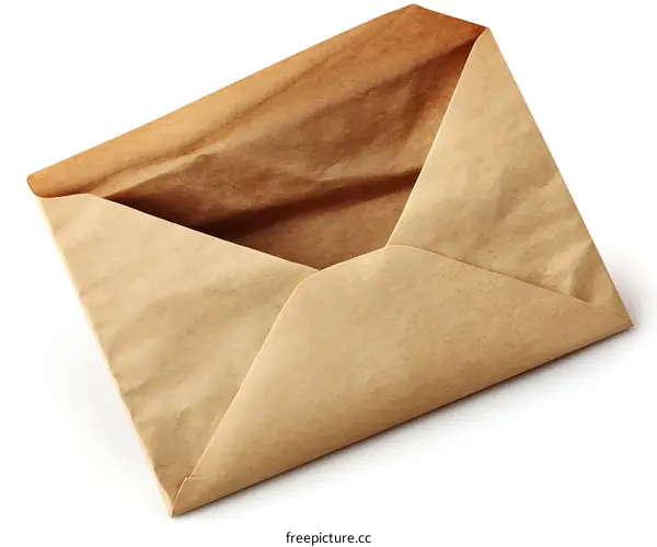 Brown Envelope on White Background