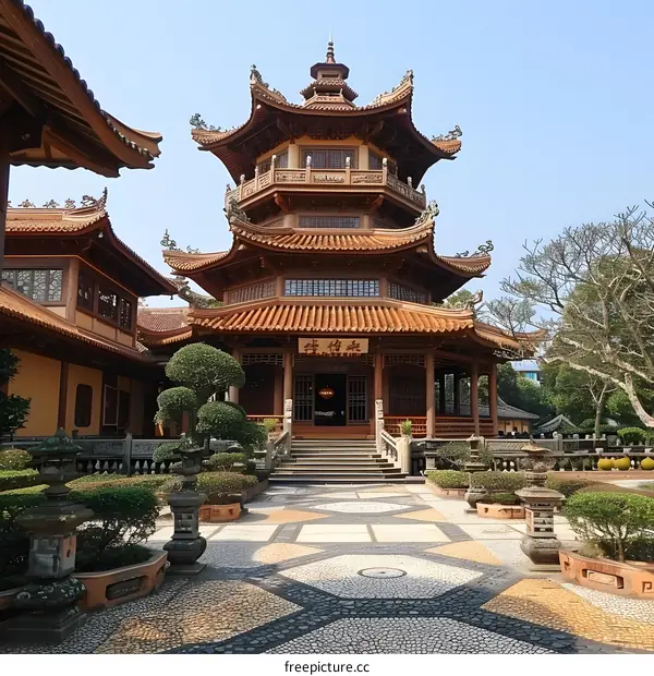 Traditional Chinese Architecture Pagoda Garden