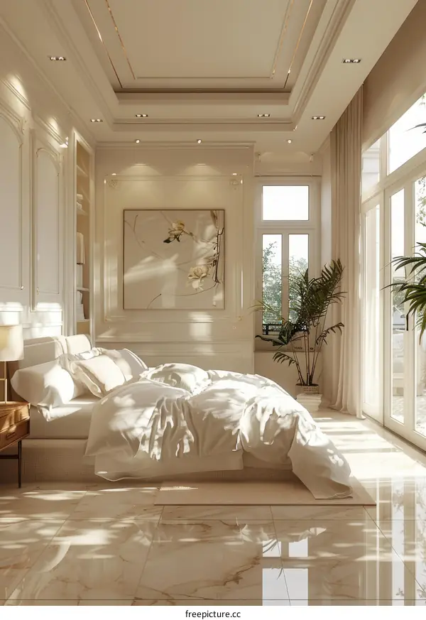 Luxury Beige Bedroom Interior Design Illustration