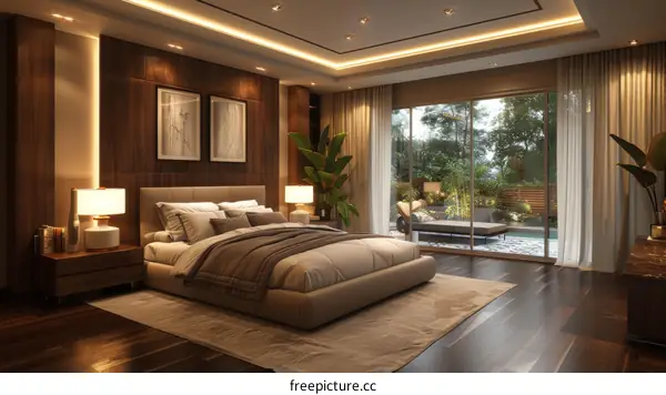 Luxurious and Elegant Modern Minimalist Office Space Bedroom with Warm Cozy Decor