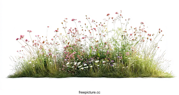 [Transparent Background PNG]Colorful Wildflower Meadow Border