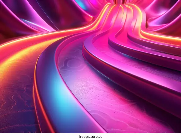 Pink and purple glowing curved lines