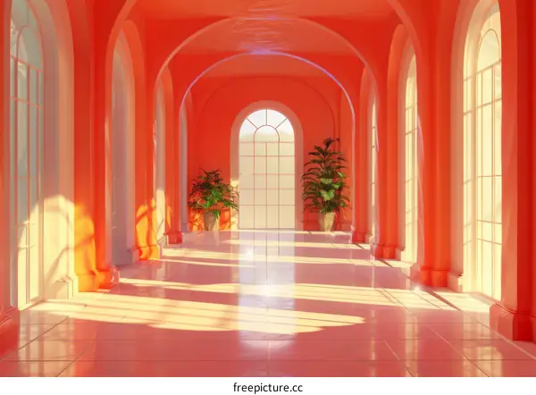 Surreal Pink Hallway