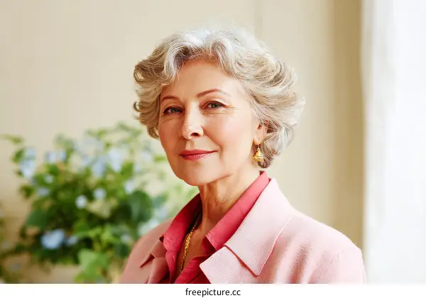 Portrait of a Senior Woman in Pink