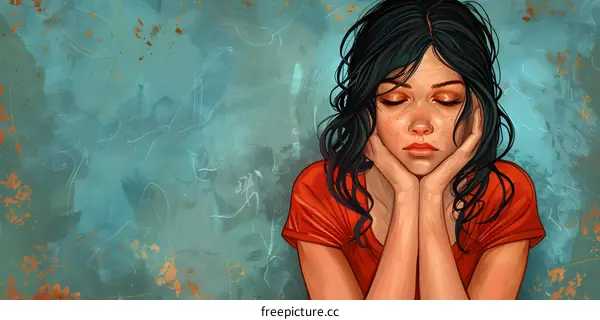 Portrait of a young woman with freckles and dark hair