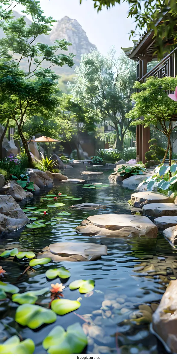 Chinese style garden landscape design renderings