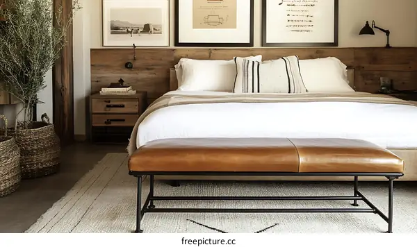 Modern Rustic Bedroom with Warm Lighting