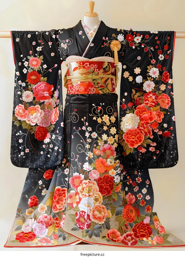 A kimono with a floral pattern
