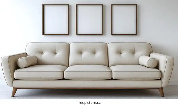 Modern Beige Sofa with Empty Frames
