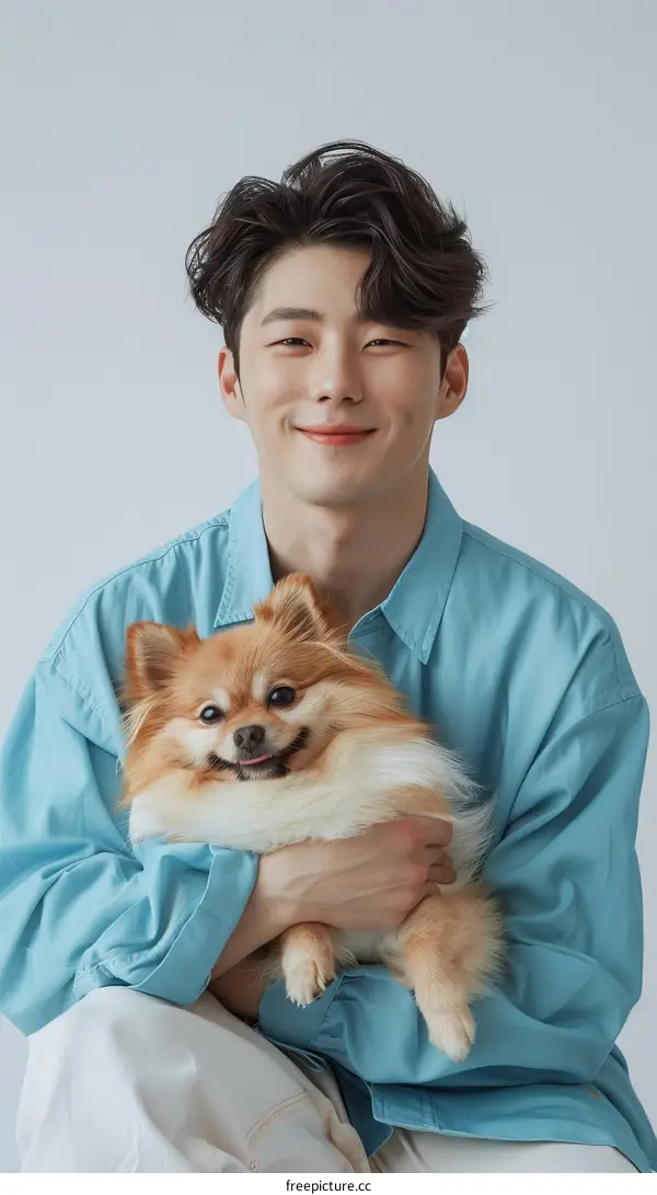 South Korean actor Lee Hyun-jae poses with a dog