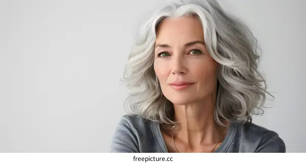 Portrait of a confident mature woman with gray hair