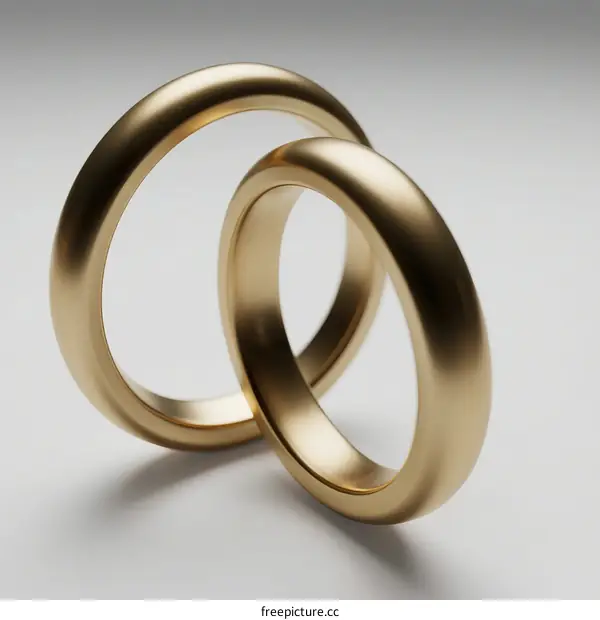 Two golden circular rings for wedding or engagement ceremony
