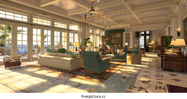 Luxury Living Room With Ocean View