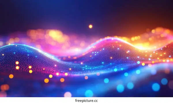 Abstract Colorful Wave of Light Particles