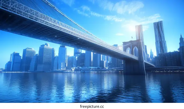 Brooklyn Bridge over New York City Skyline