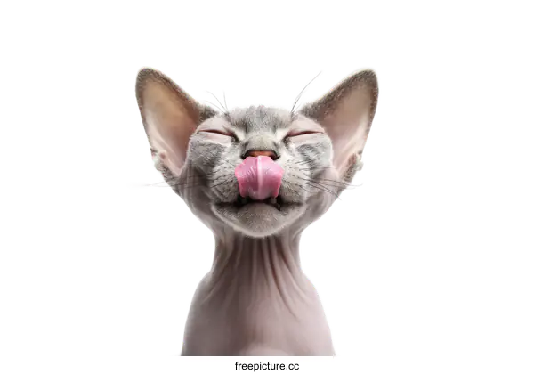 [Transparent Background PNG]Funny Cat with Pink Tongue Close-up Portrait