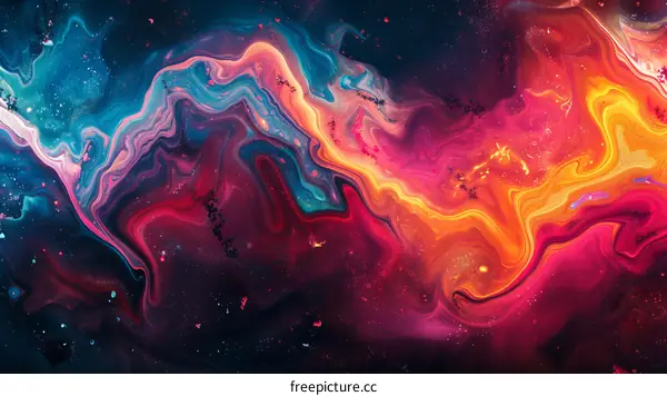 Abstract Colorful Liquid Painting