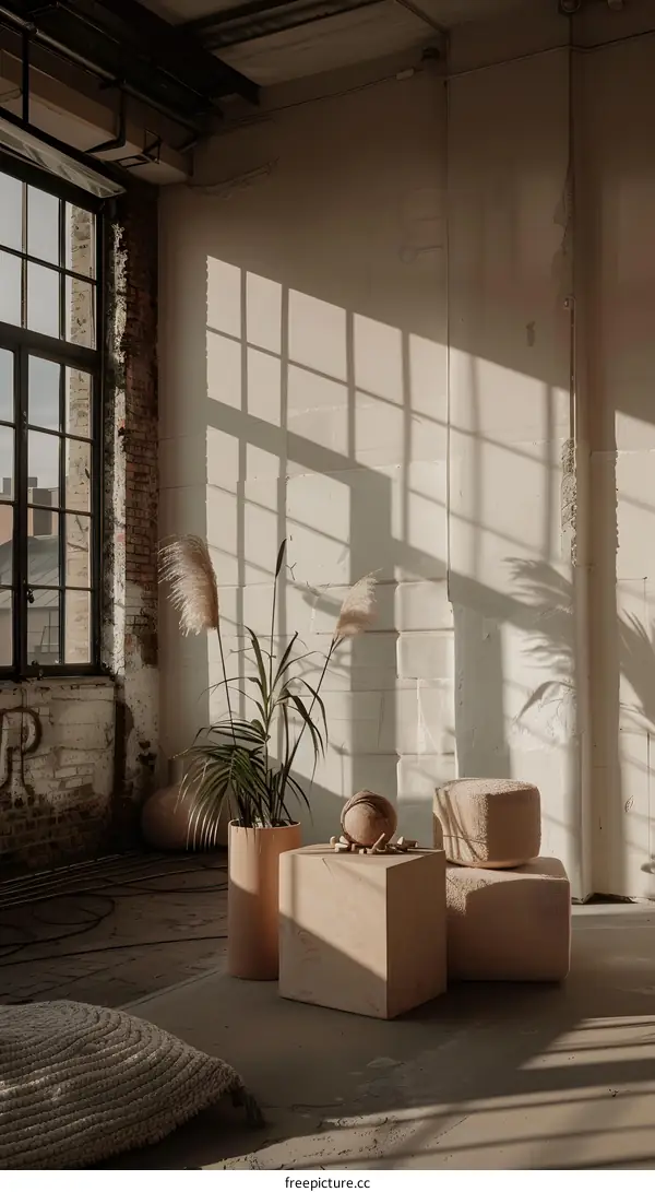 Minimalist Interior Design with Sunlight Streaming Through Window