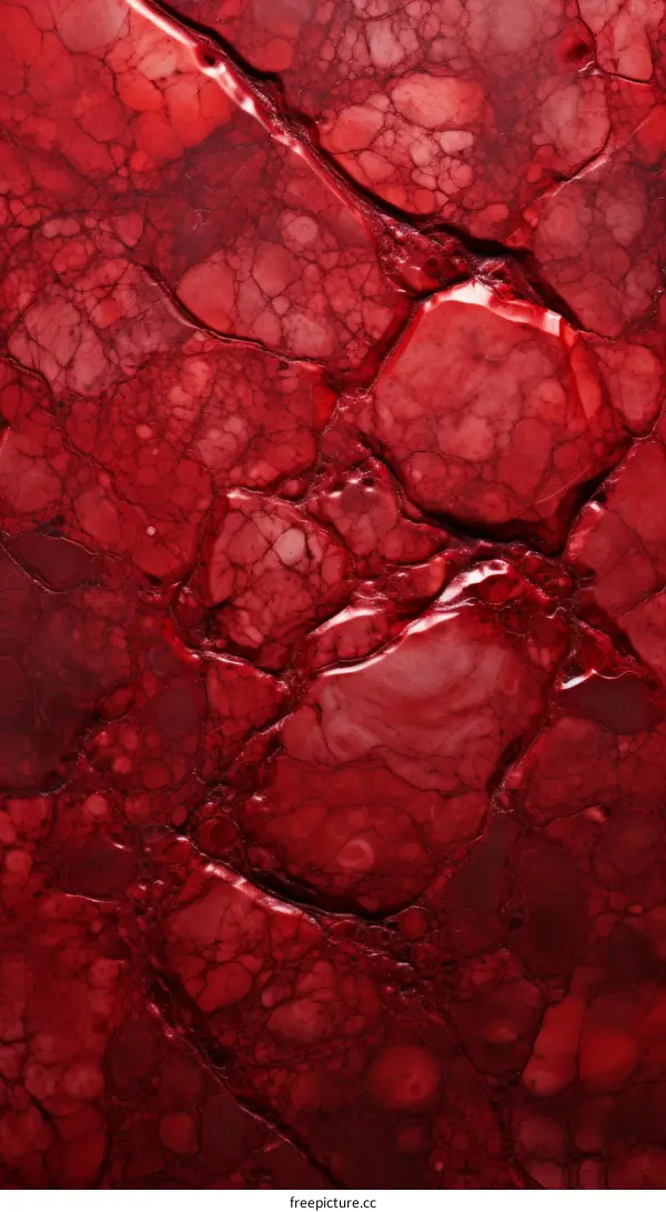 Red organic structure resembling a bloody surface