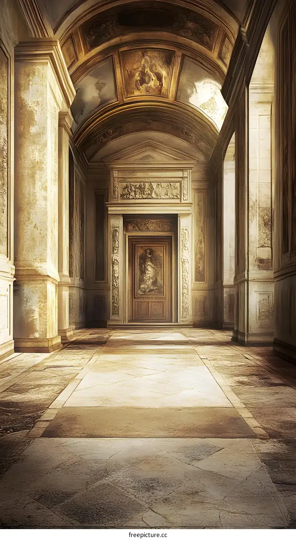 Ancient Palace Hallway with Ornate Details