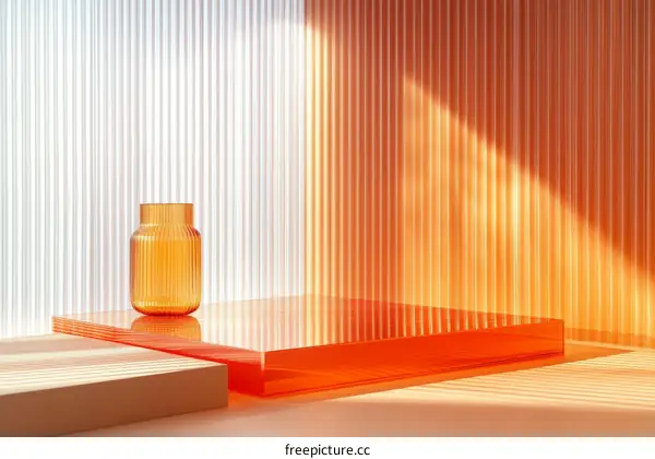 Orange Glass Vase on a Modern Display Platform