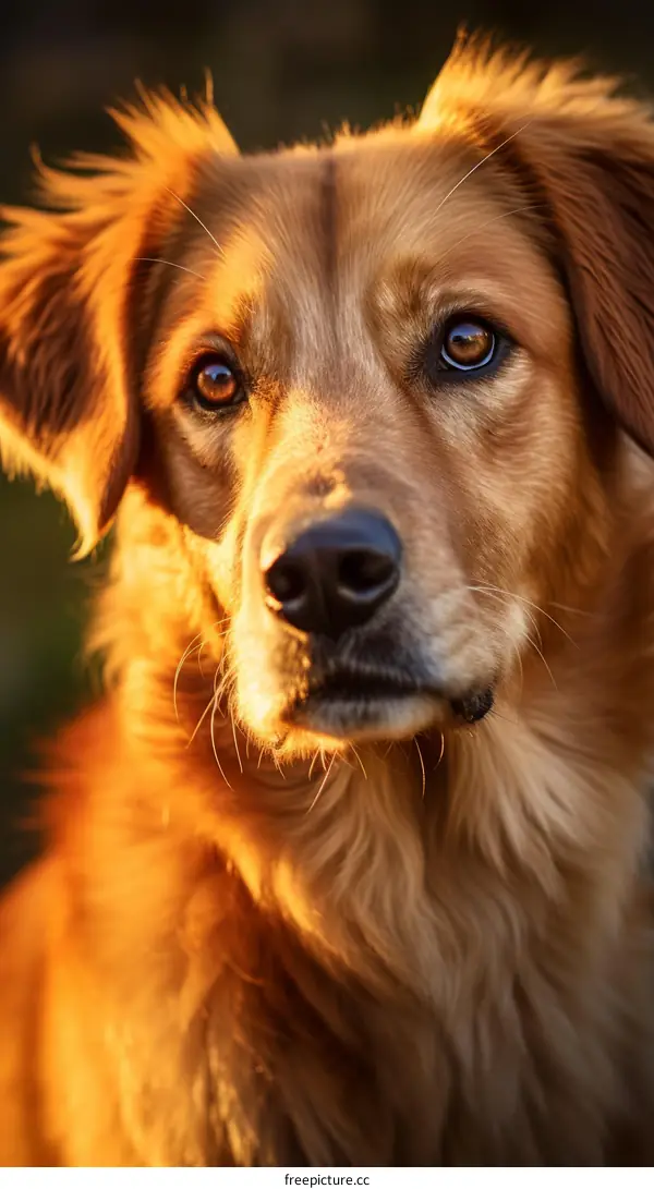 Portrait of a dog with a golden coat