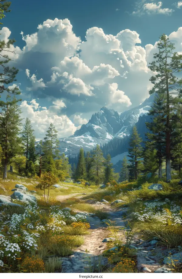 Verdant Mountain Trails to Cloud-Capped Peak