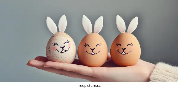 Easter Eggs with Rabbit Ears in a Hand