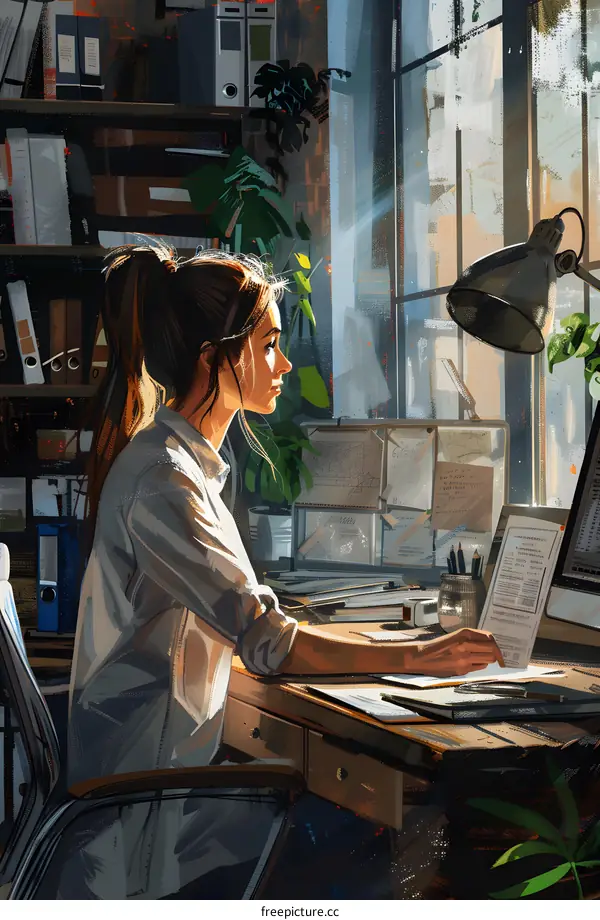 girl working in the office