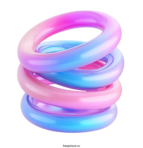 [Transparent Background PNG]Abstract Geometric Rings in Pastel Colors