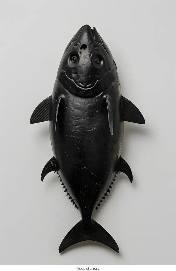 Black Wooden Fish Sculpture