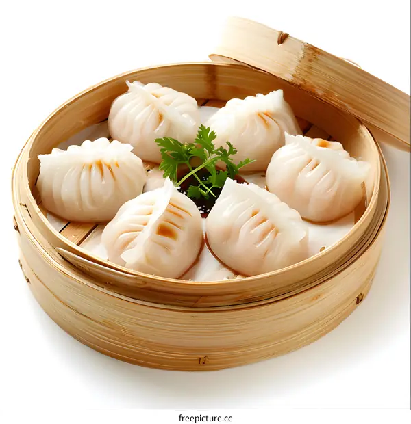 Steamed Pork Dumplings in Bamboo Steamer