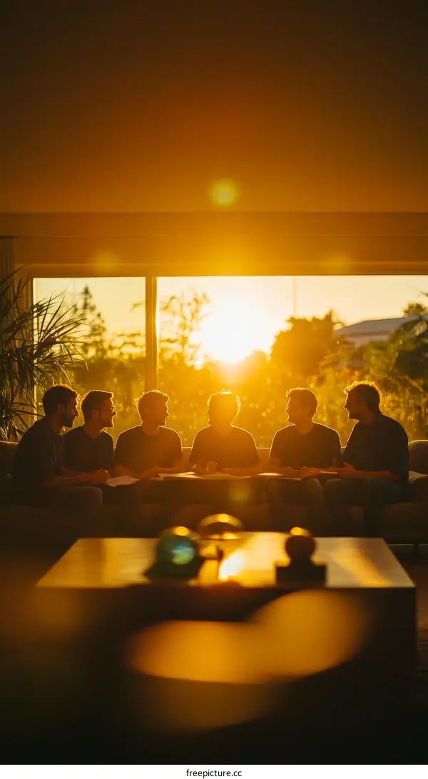 Sunset Gathering of Caucasian Men