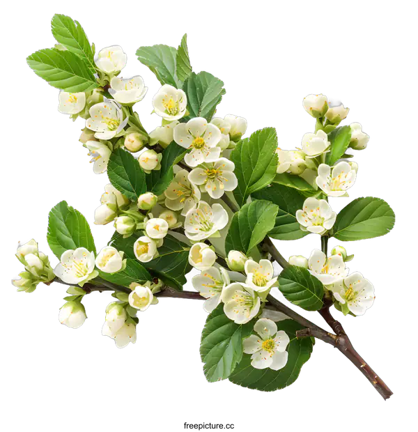 [Transparent Background PNG]Spring blossoming branch on white background