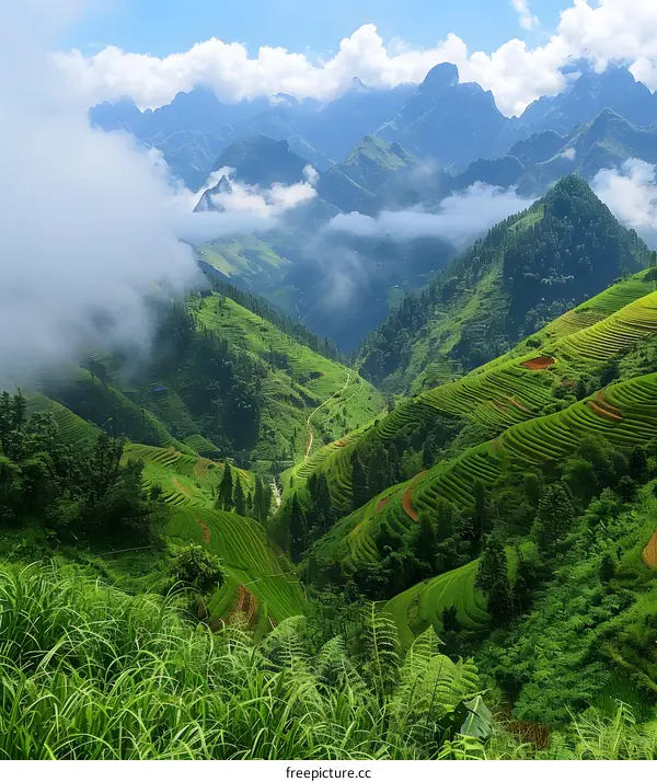 Terraced rice fields in Vietnam