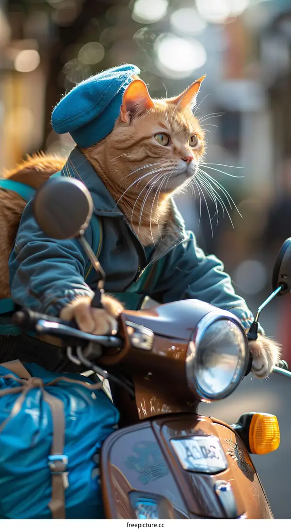 Ginger Cat on a Scooter