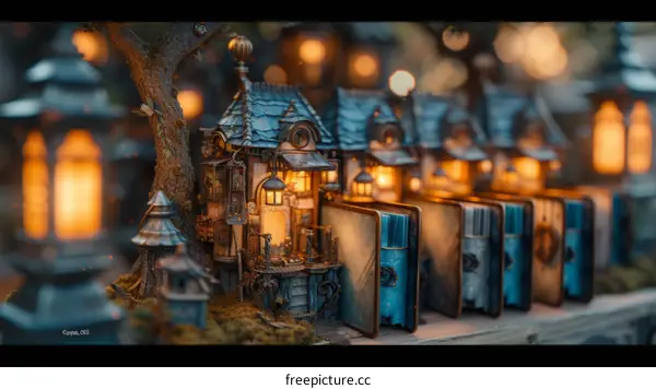 A Miniature Village of Roofed Books