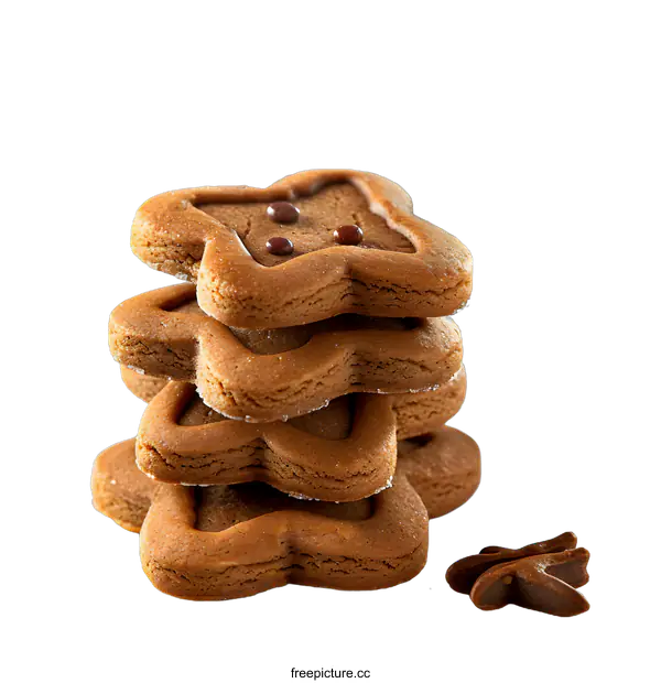 [Transparent Background PNG]Star-shaped gingerbread cookies stacked on white background