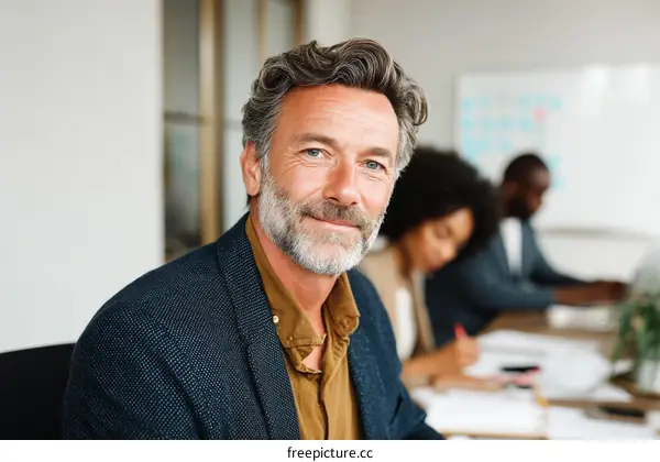 Caucasian Businessman in Office Setting