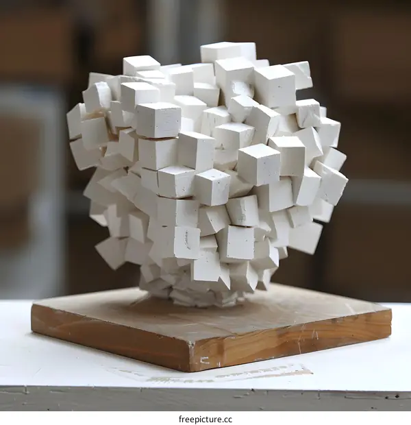 Abstract Sculpture Made of White Cubes