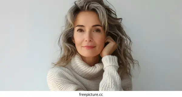 Portrait of a Woman With Gray Hair Smiling