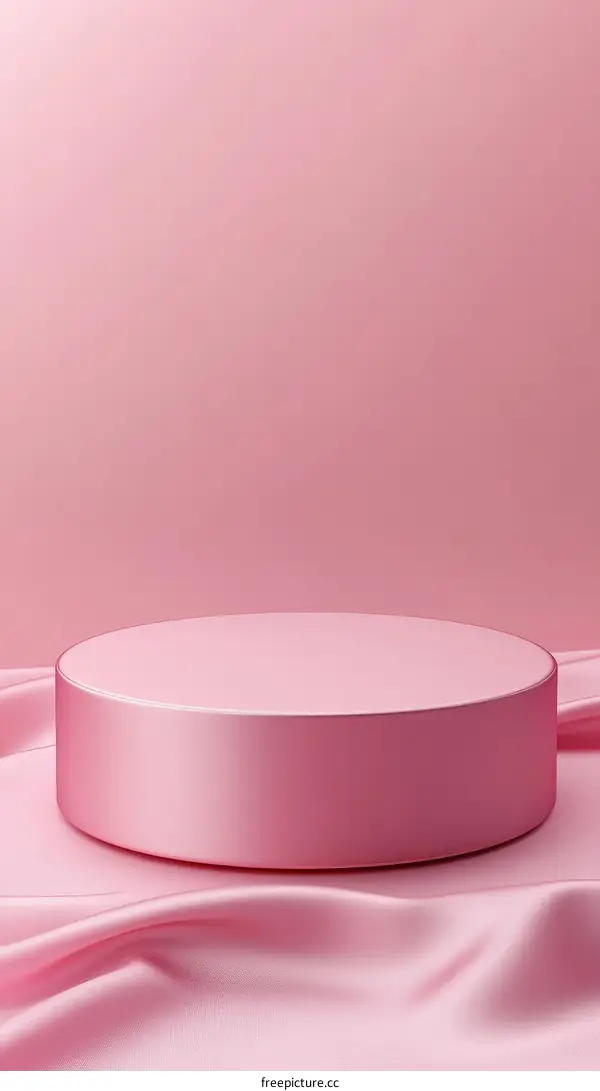 Pink Round Display Podium on Satin Fabric