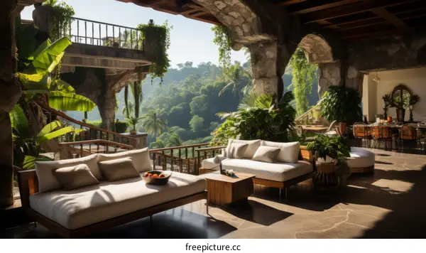 Modern luxury house with tropical jungle views