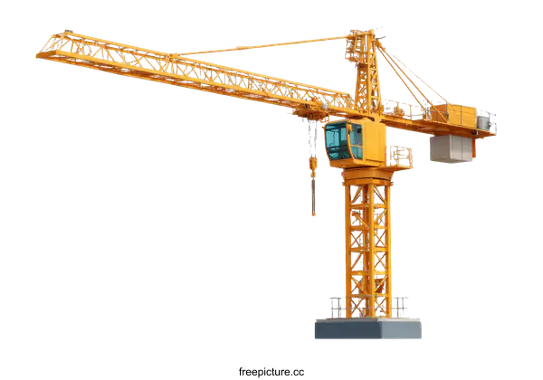 [Transparent Background PNG]Large Yellow Construction Crane Isolated on White Background